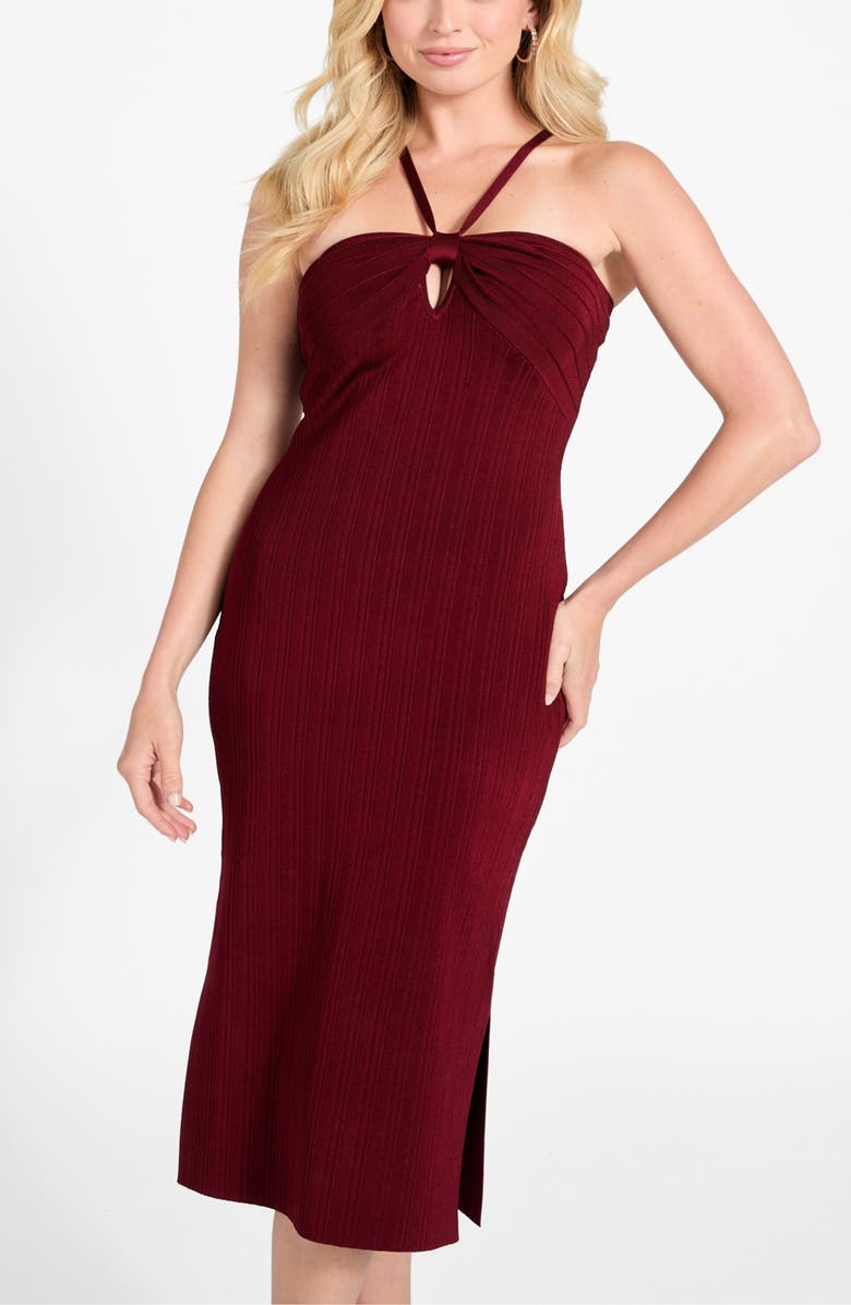 GUESS Sofie Mirage Rib Dress, Alternate, color, Red