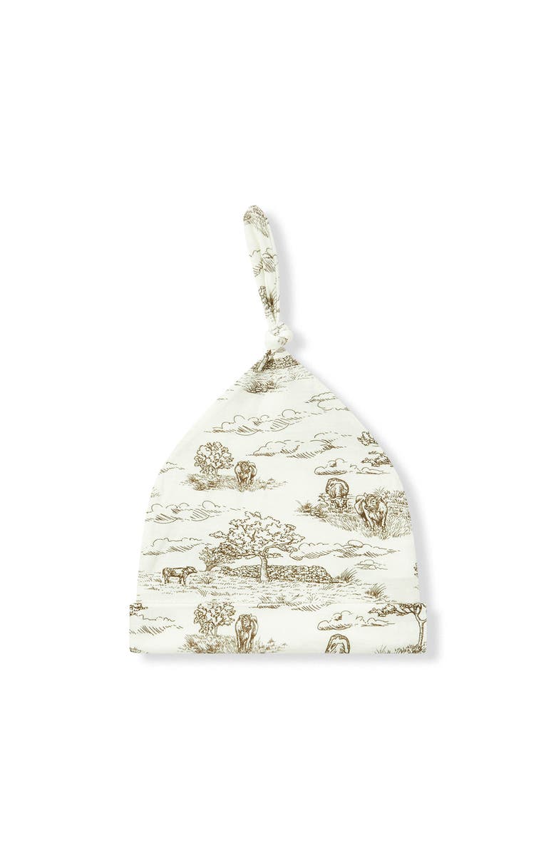 Milkbarn Luxe Stretch Newborn Gown and Hat Set, Alternate, color, Country Toile