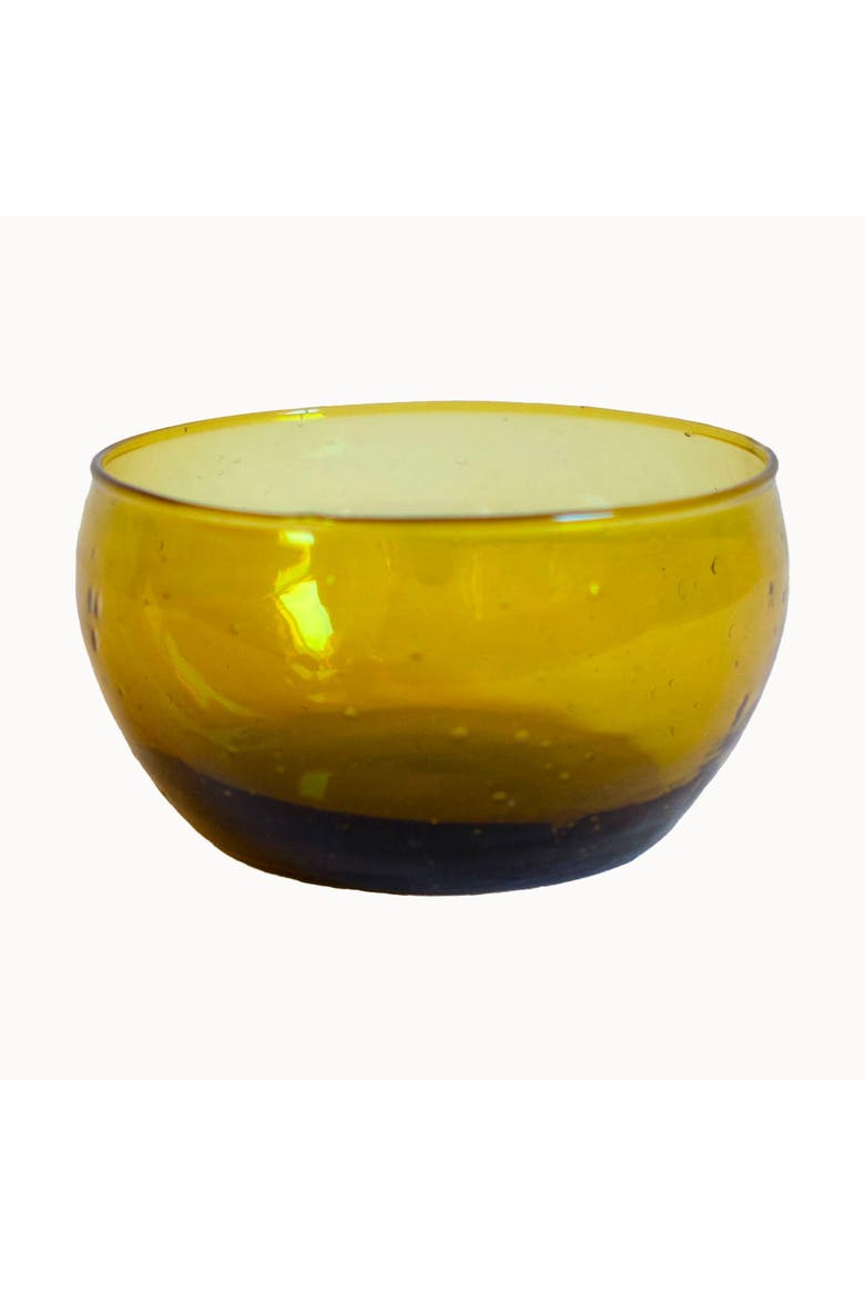 Ochre Handblown Glass Low Bowl, Main, color, Ochre