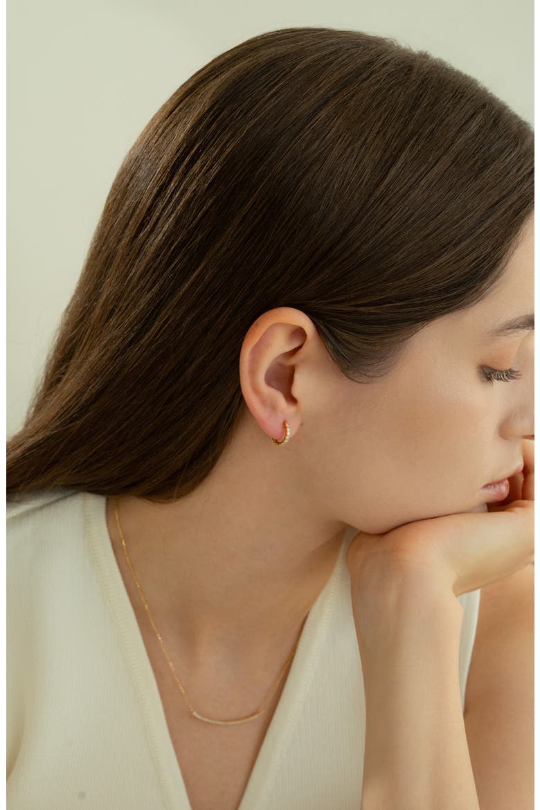 Sterling Silver 18k Gold Plated Ophelia Huggies Delicate Minimalist, Alternate, color, Gold