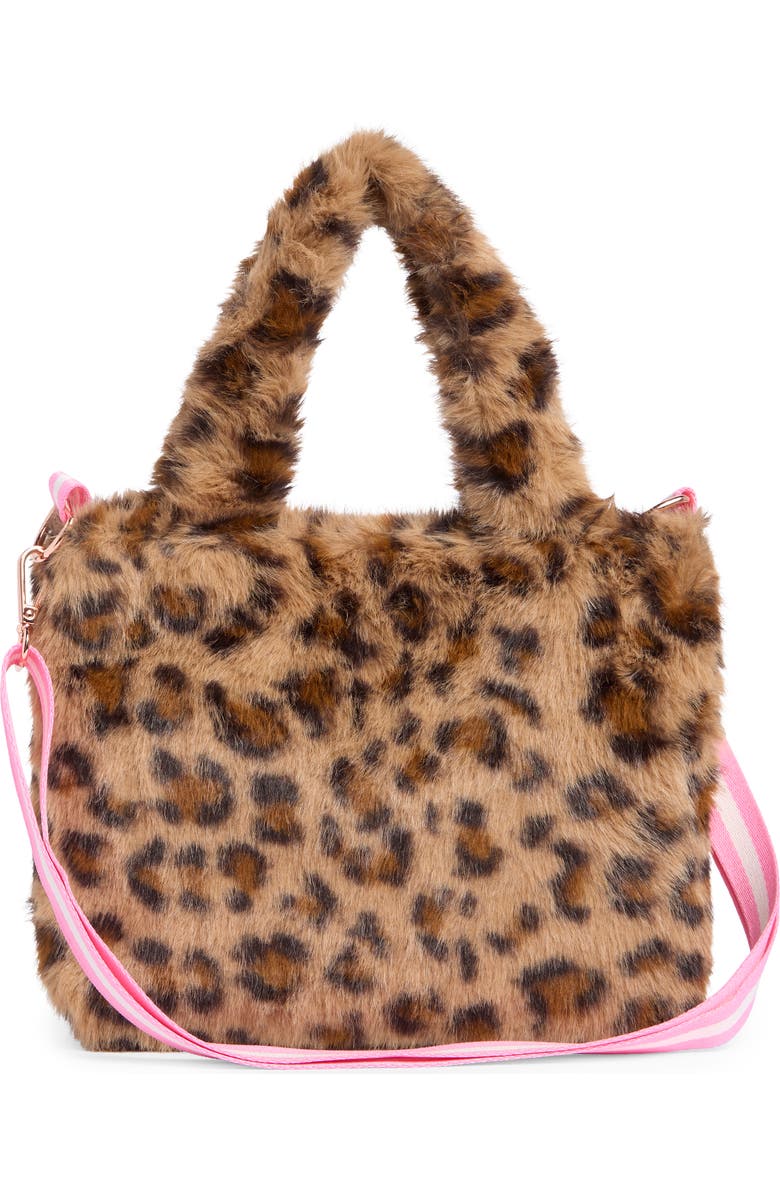 Piper & Jax Kids' Faux Fur Leopard Tote, Alternate, color, Brown
