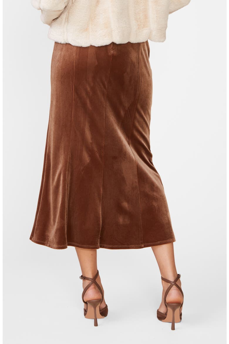 Velvet Fishtail Midi Skirt, Alternate, color, MINK