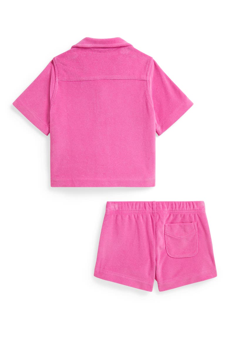 Kids' French Terry Button-Up Shirt & Shorts Set, Alternate, color, DAHLIA PINK