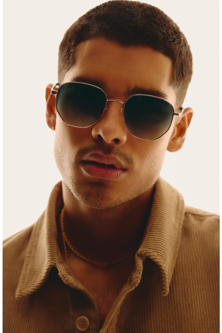 Big Time 54mm Gradient Round Sunglasses, Alternate, color, GLD/PLMTPE