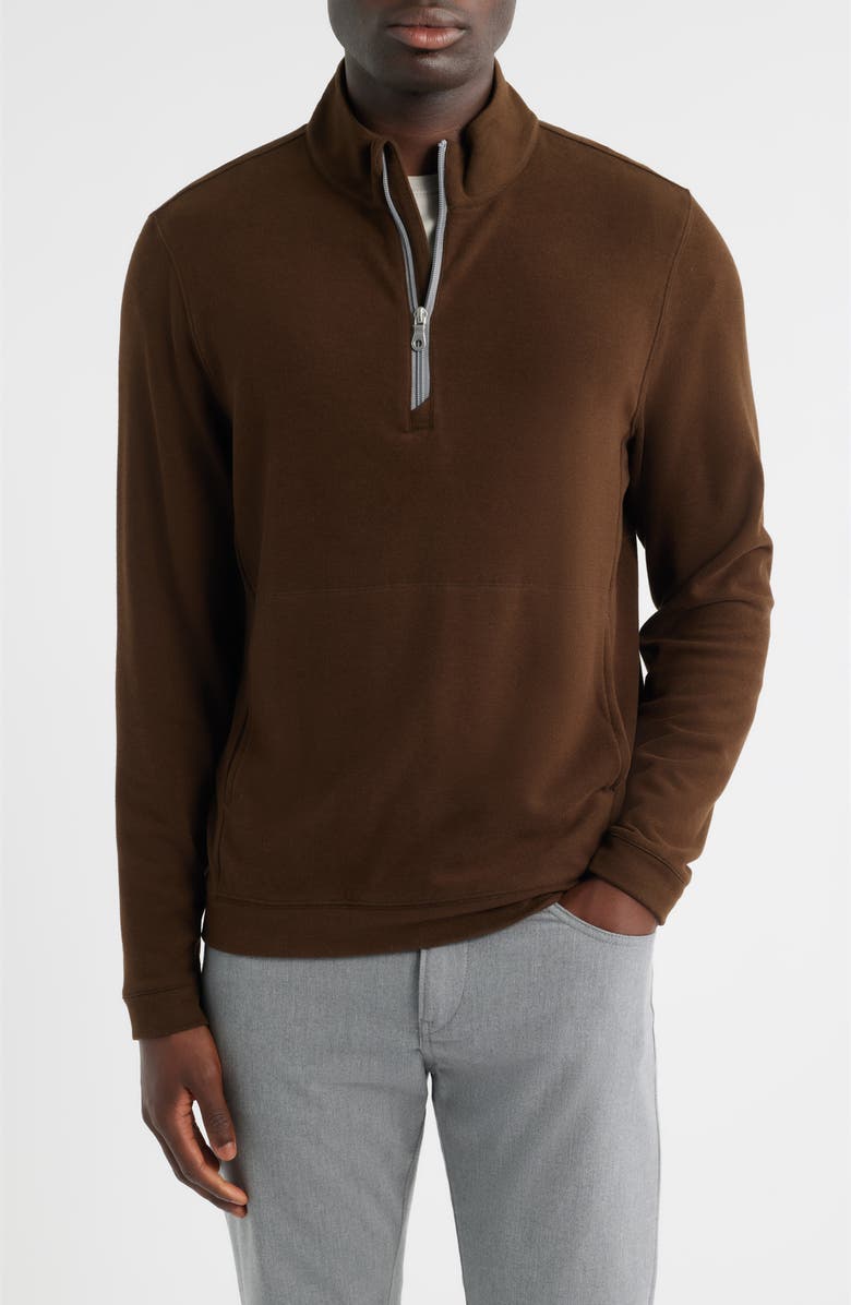 Scott Barber Mock Neck Stretch Fleece Half Zip Pullover, Main, color, Chocolate
