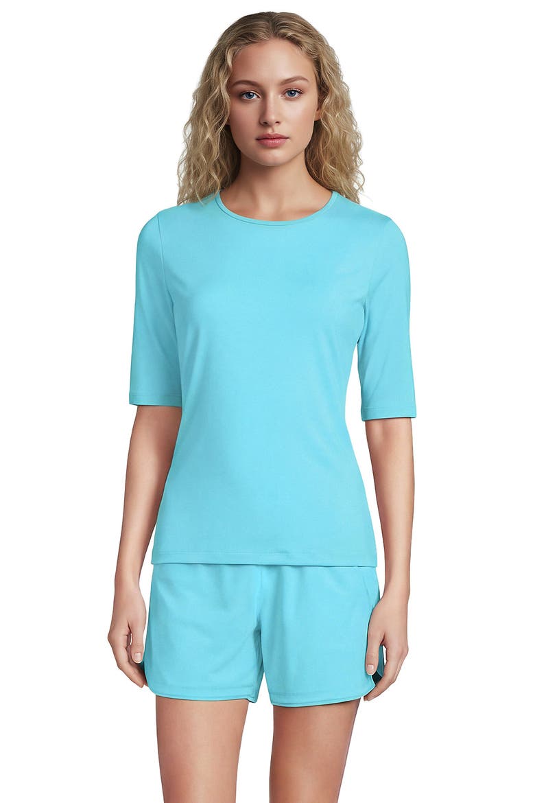 SunShade UPF 50 Elbow Sleeve Rash Guard Swim Tee, Main, color, River Mist