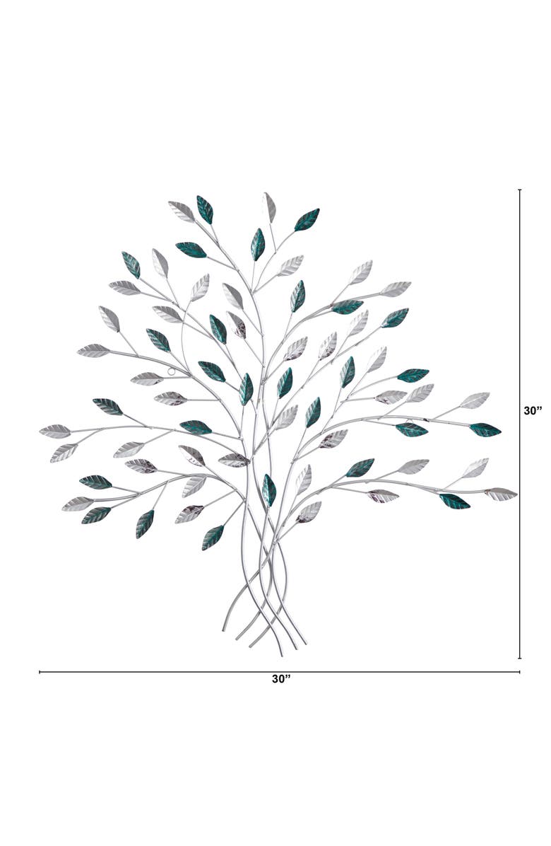 NEARLY NATURAL 30-in x 30-in Hand-Painted Metal Tree of Life Wall Art Decor, Alternate, color, Silver/Blue