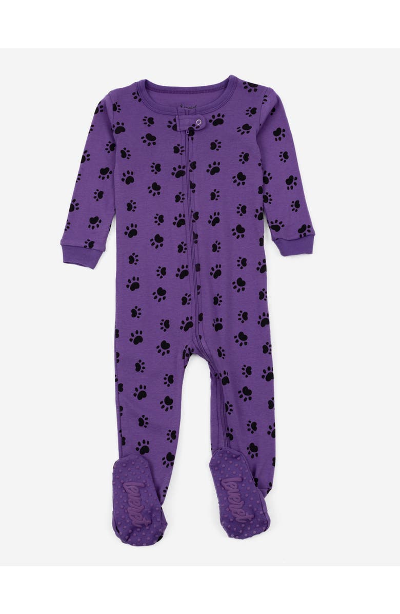 Leveret Footed Printed Cotton Matching Family Pajamas, Coordinated Prints, Main, color, Purple Dog Paw