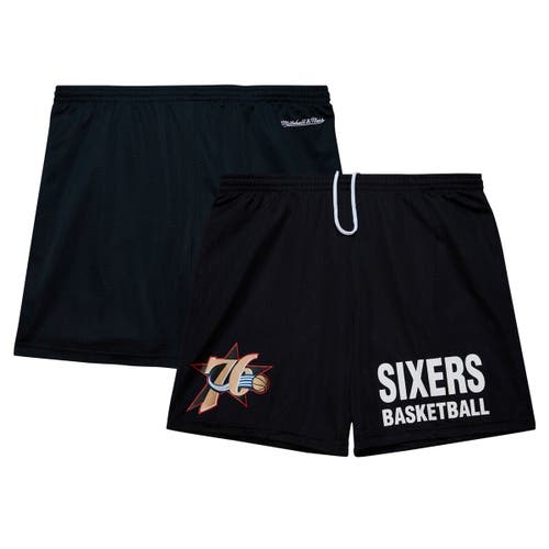 Mitchell & Ness Black Philadelphia 76ers Hardwood Classics Gameday Mesh Shorts