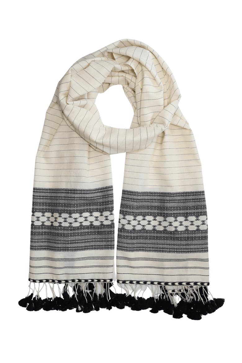 Black and White Kutch Scarf, Alternate, color, Black