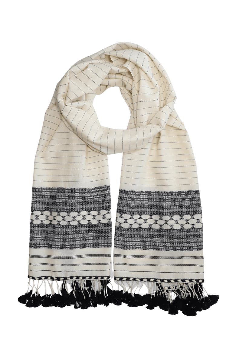 Passion Lilie Black and White Kutch Scarf, Alternate, color, Black