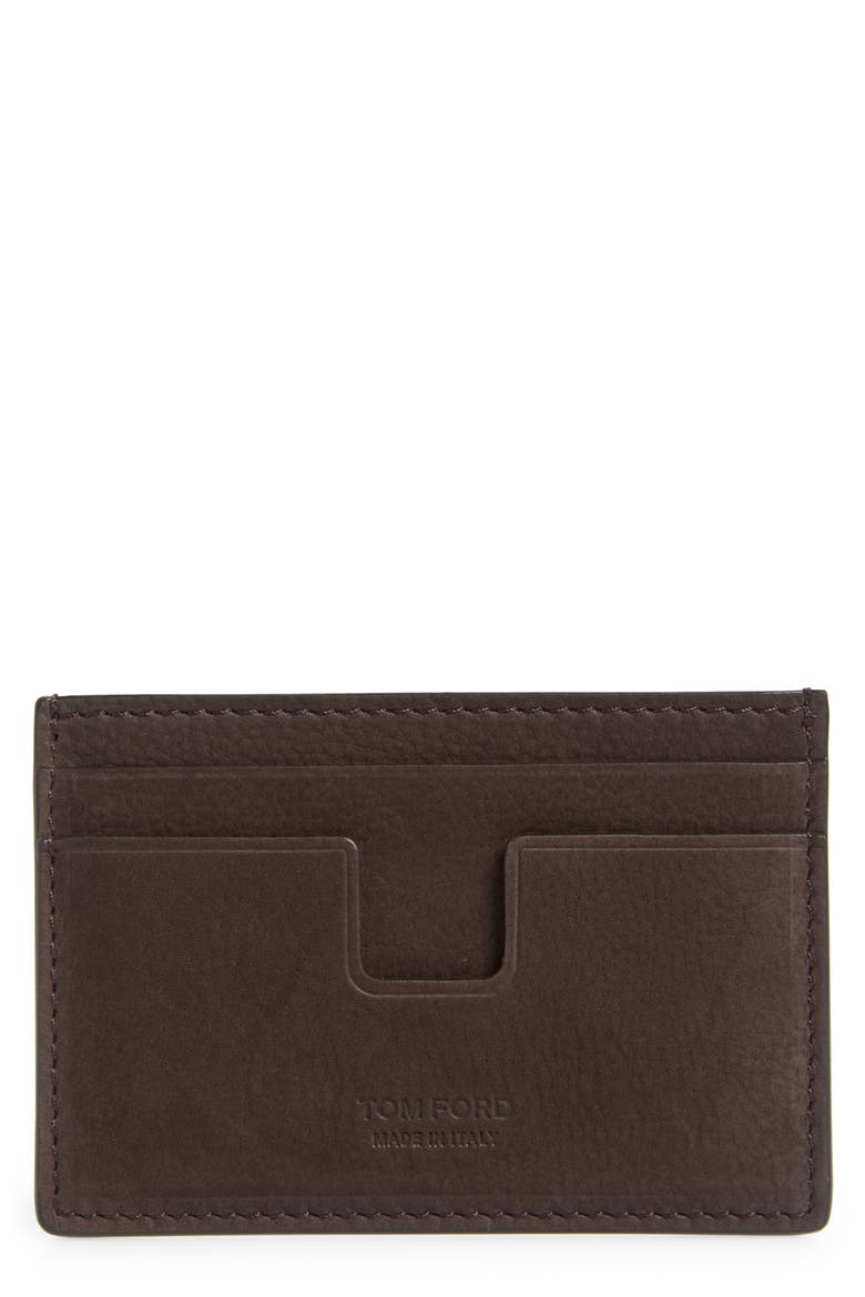 T-Line Nubuck Card Case, Main, color, 1B076 DEEP UMBER