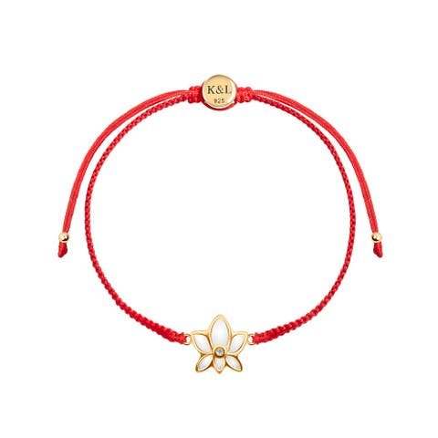 Obstacle Crusher Red String Lotus Charm Bracelet