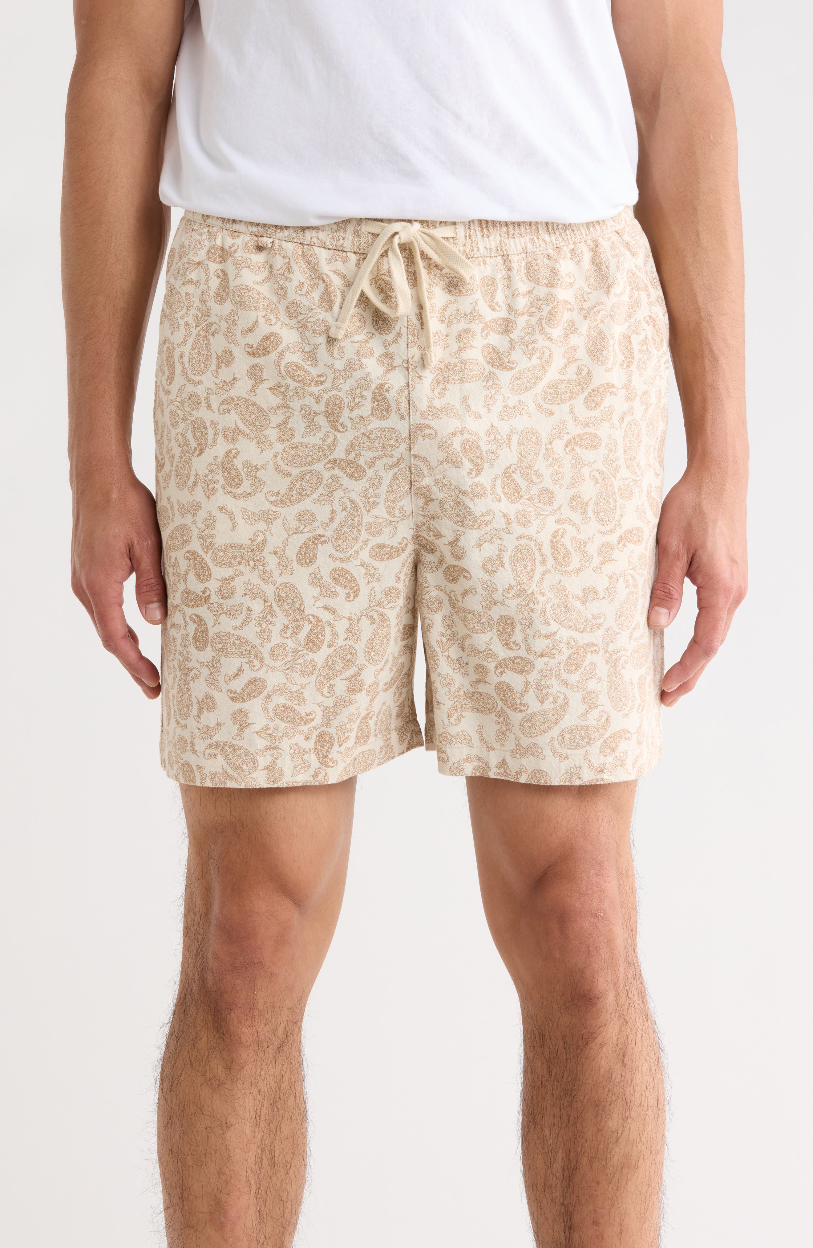 DENIM AND FLOWER Paisley Print Cotton Drawstring Shorts