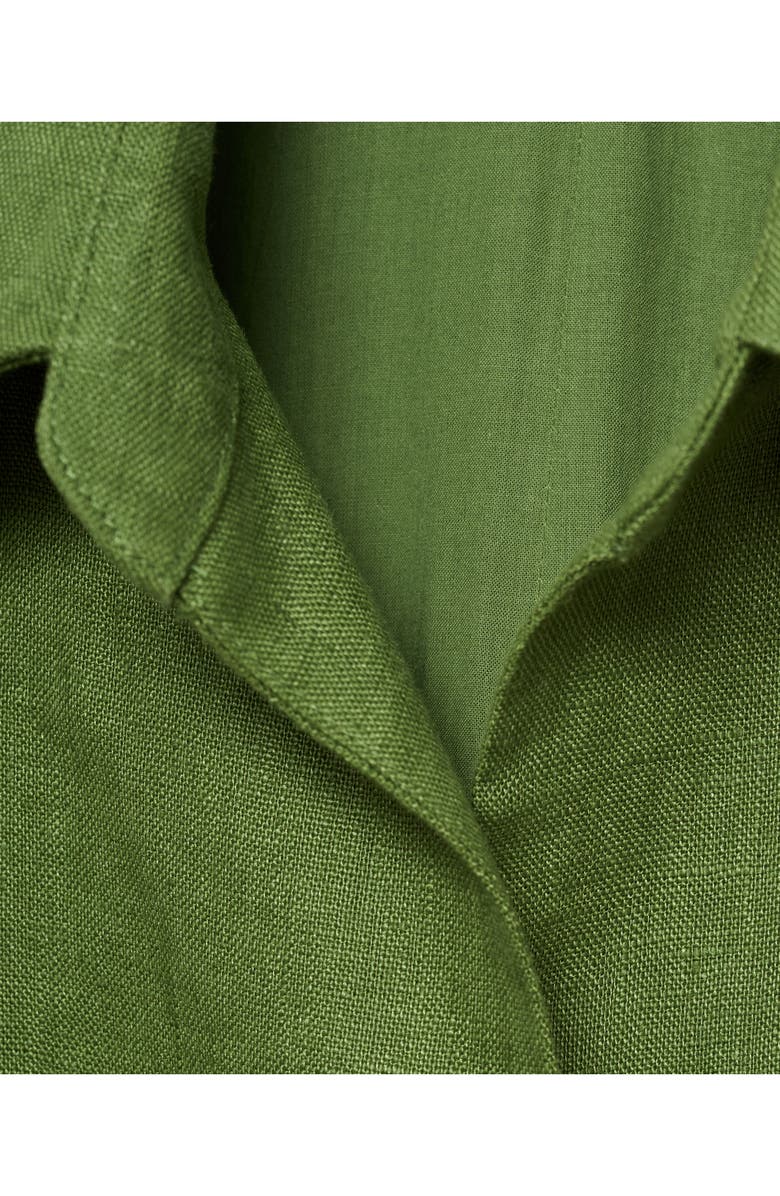 MANGO Belted Linen Jumpsuit, Alternate, color, Green