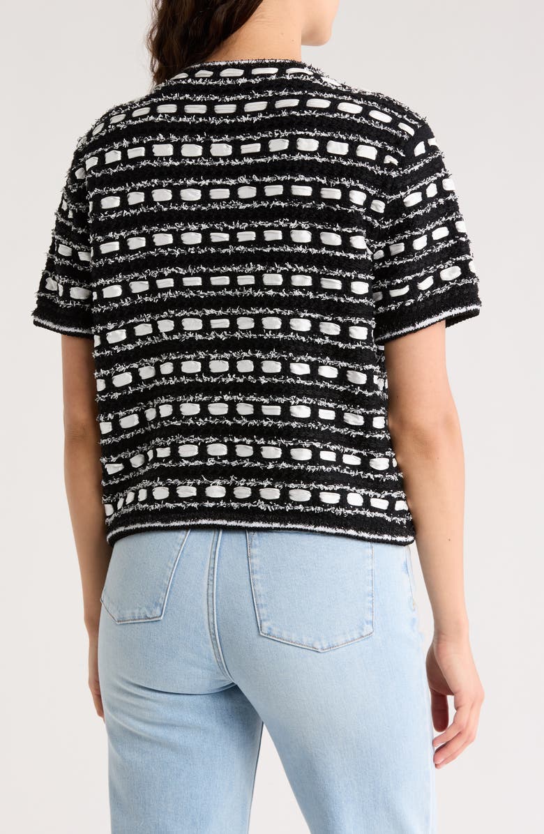 Alice + Olivia Marjorie Tweed Cardigan, Alternate, color, Black/ Soft White