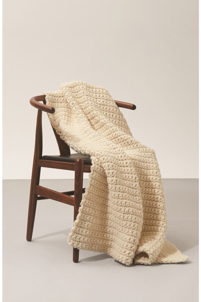 Oh So Quiet Throw Blanket Crochet Kit, Alternate, color, WHITE