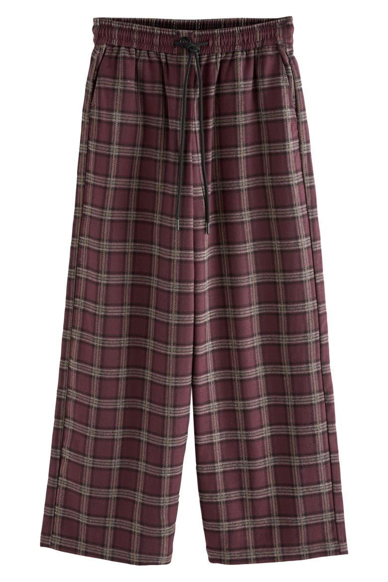 Check Plaid Wide Leg Drawstring Pants, Alternate, color, RED