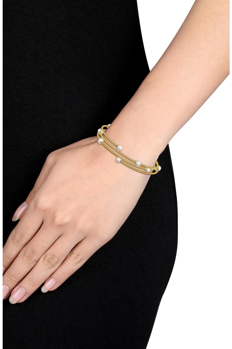 Cultured Pearl Coiled Wrap Bracelet, Alternate, color, GOLD
