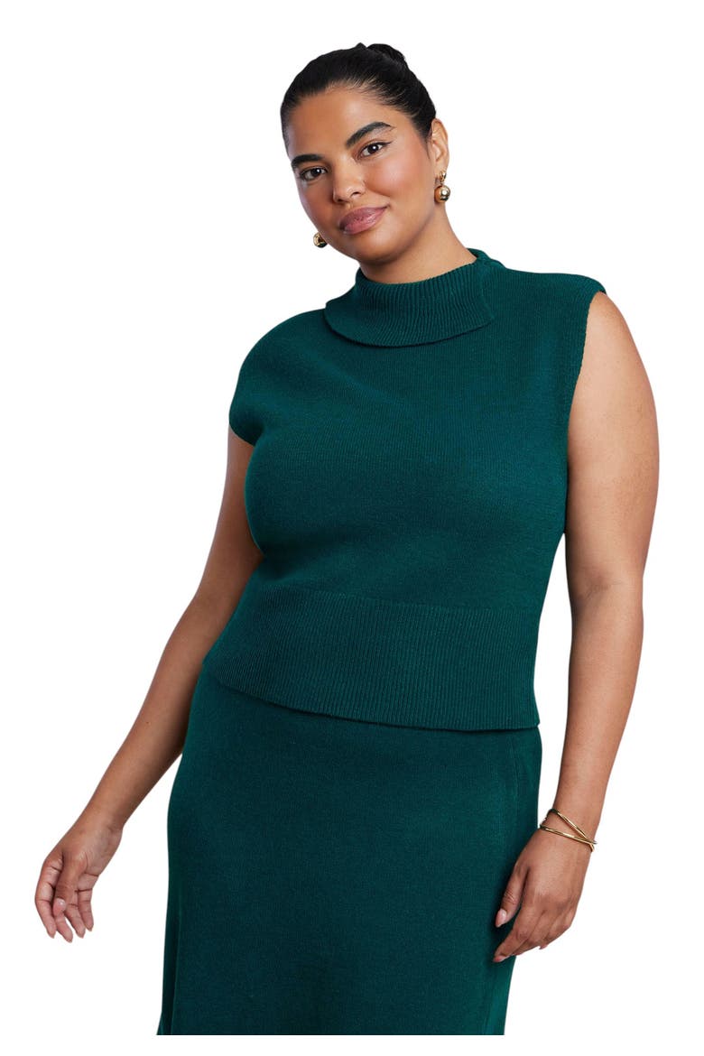 Split Turtleneck Sweater Vest, Main, color, DEEP TEAL