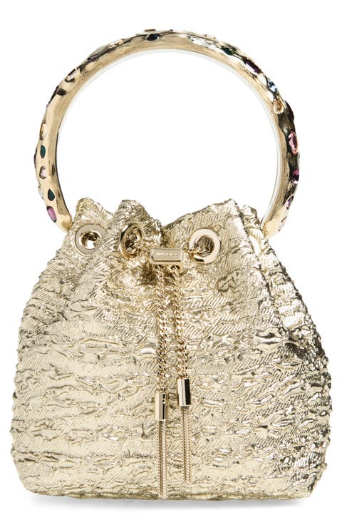 Bon Bon Puckered Metallic Jacquard Top Handle Bag