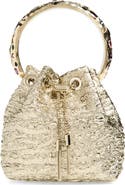 Jimmy Choo Bon Bon Puckered Metallic Jacquard Top Handle Bag