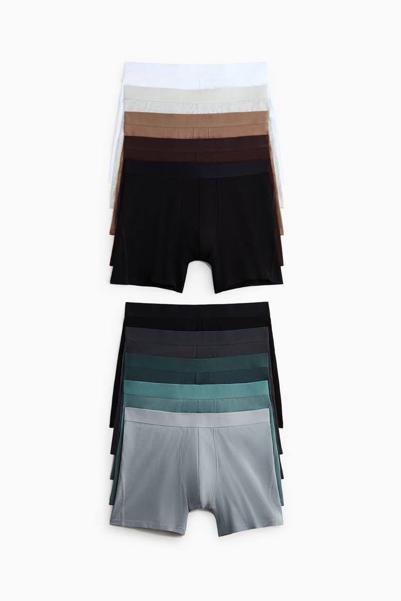 10-pack Mid Trunks With Lycra®, Alternate, color, Dark brown/teal
