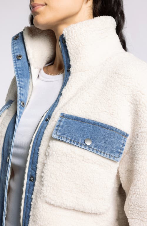 Thread & Supply Leona Denim & Faux Shearling Jacket In White
