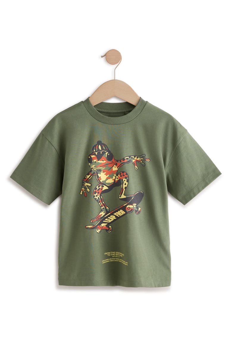 NEXT Kids' Skater Frog Cotton Graphic T-Shirt, Main, color, Green