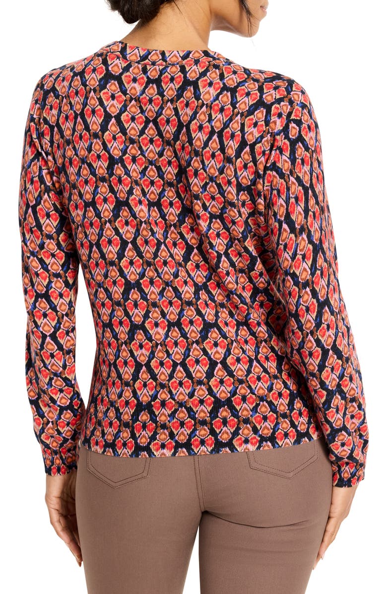 NIC+ZOE Harvest Ikat Pure Cotton Crewneck Sweater, Alternate, color, Red Multi