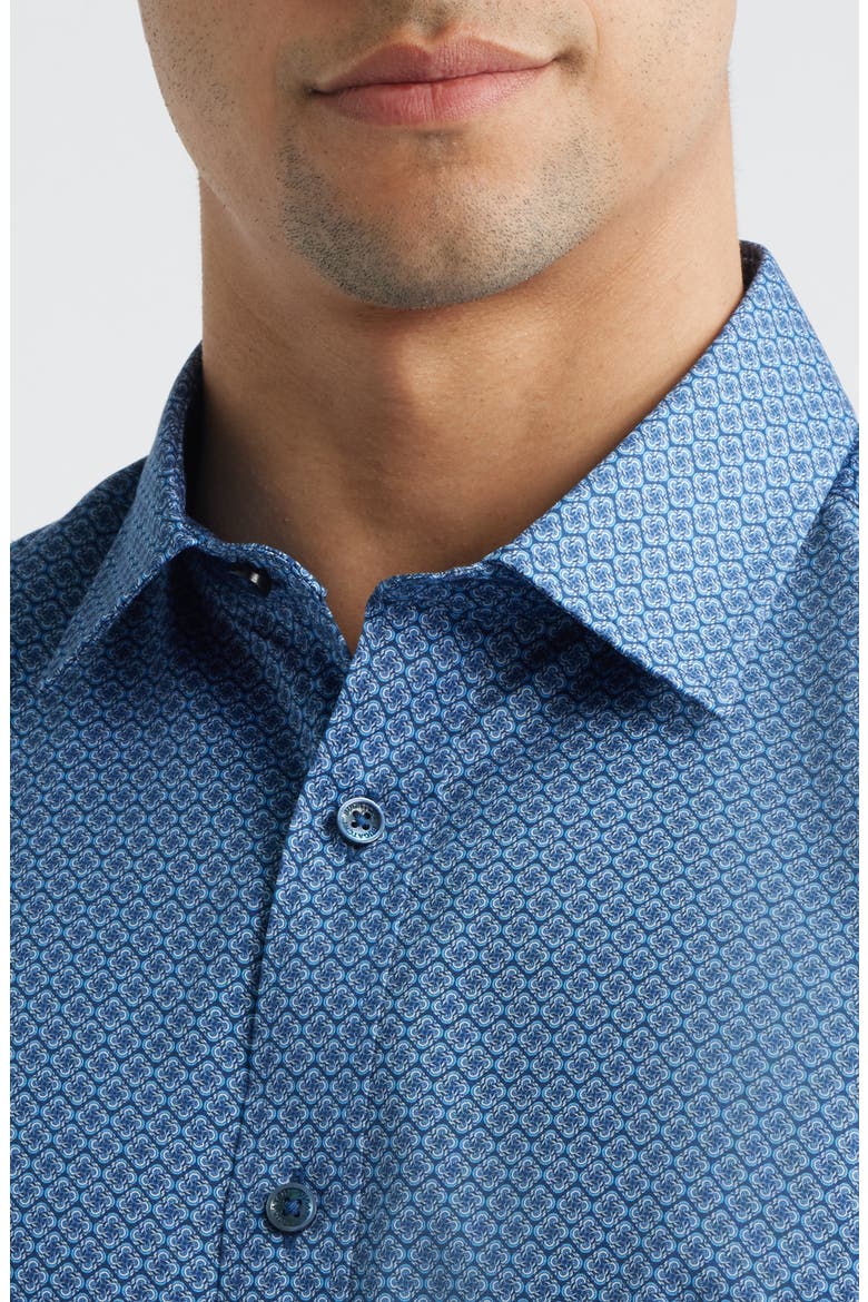 Julian Shaped Fit Cotton Button-Up Shirt, Alternate, color, NAVY