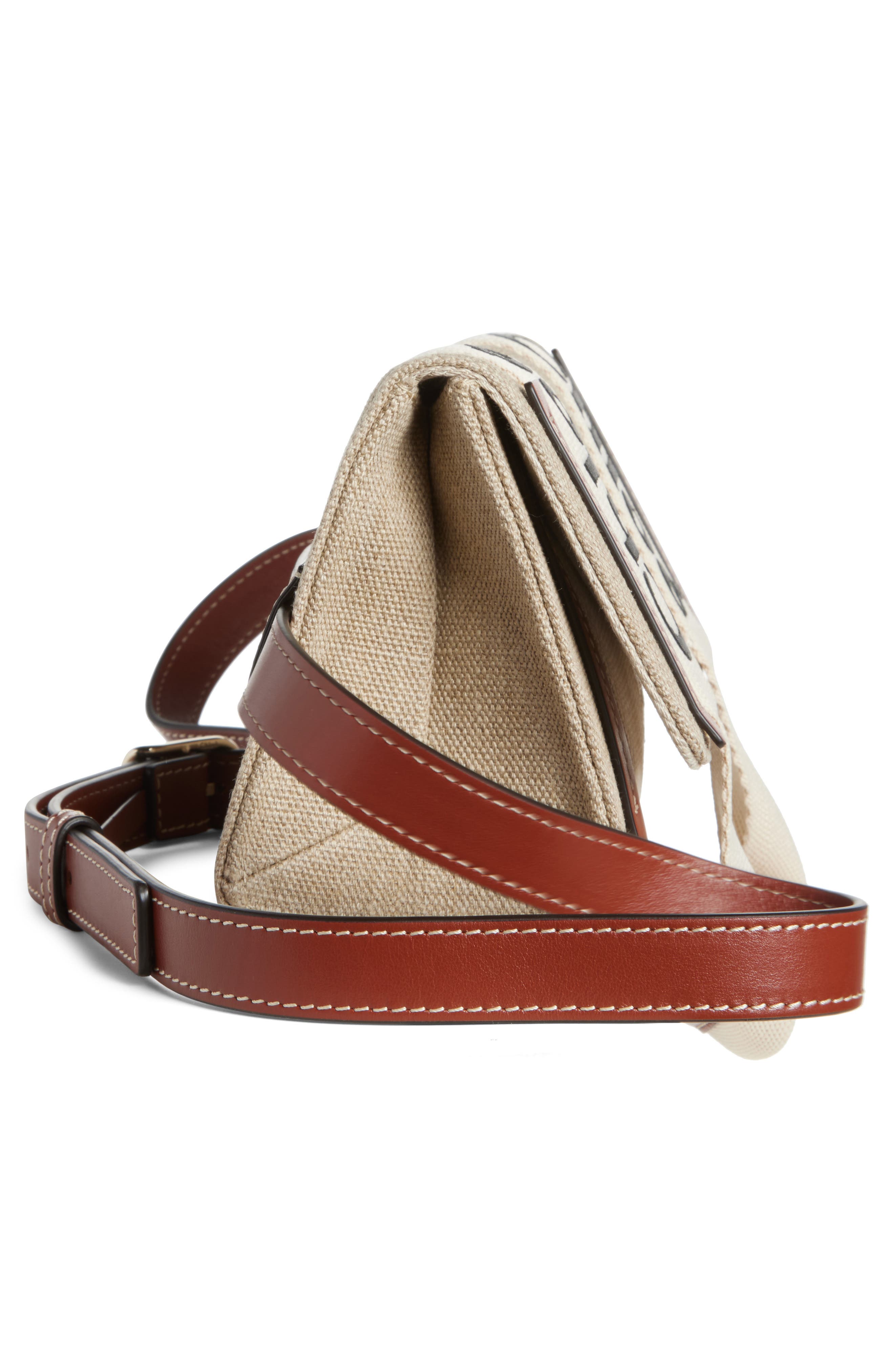 Small Woody Canvas Shoulder Bag, Alternate, color, WHITE - BROWN