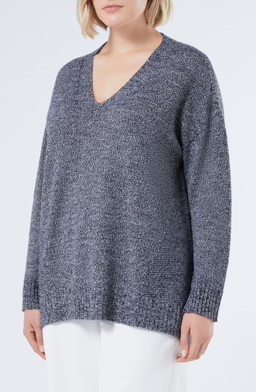 Marina Rinaldi Sierra V-neck Wool Blend Sweater In Blue