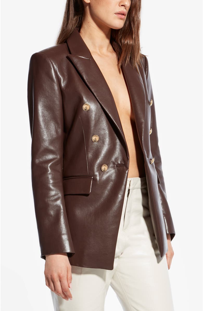 AS by DF Beck Recycled Leather Blazer, Alternate, color, Mahogany