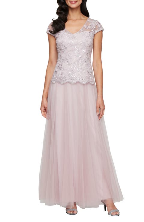Sequin Embroidered Faux Two-Piece Gown