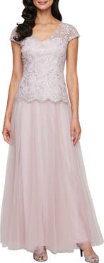 Alex Evenings Sequin Embroidered Faux Two-Piece Gown