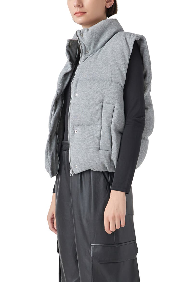 Knit Puffer Vest, Alternate, color, GREY