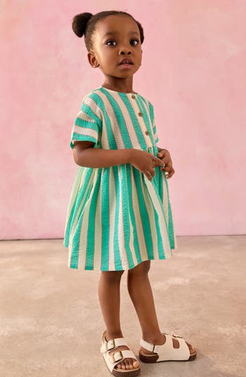 Kids' Stripe Cotton Seersucker Button-Up Sundress