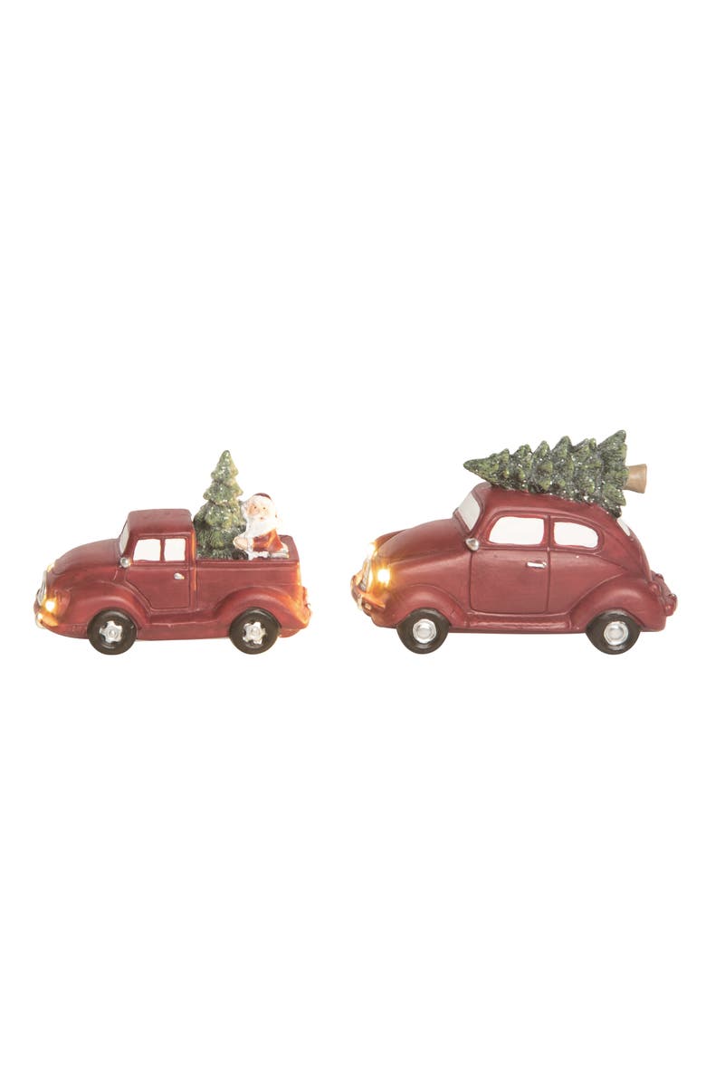 Transpac Resin Light Up Christmas Car Figurine Set of 2 Decorations, Main, color,