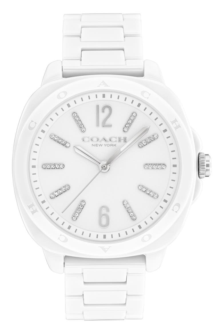 Kitt Ceramic Bracelet Watch, 38mm, Main, color, WHITE