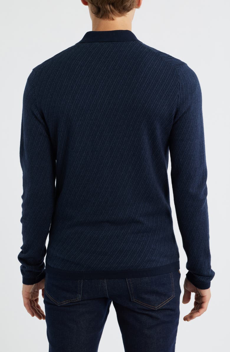 Robert Barakett Borja Cotton & Cashmere Long Sleeve Polo, Alternate, color, Navy