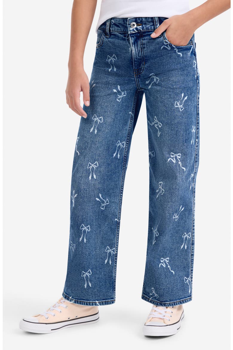 Kids' Bow Print High Waist Wide Leg Jeans, Alternate, color, MGLANF DUS