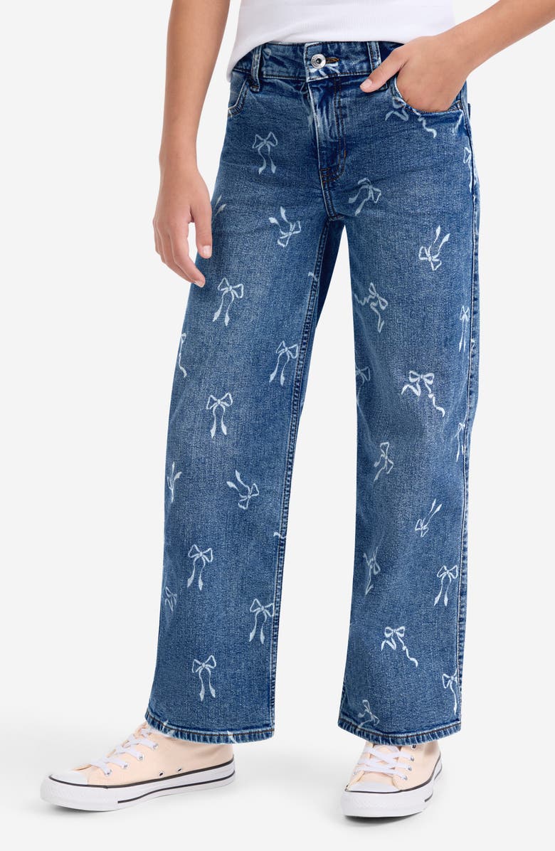 abercrombie kids Kids
Bow Print High Waist Wide Leg Jeans, Alternate, color, Mglanf Dus