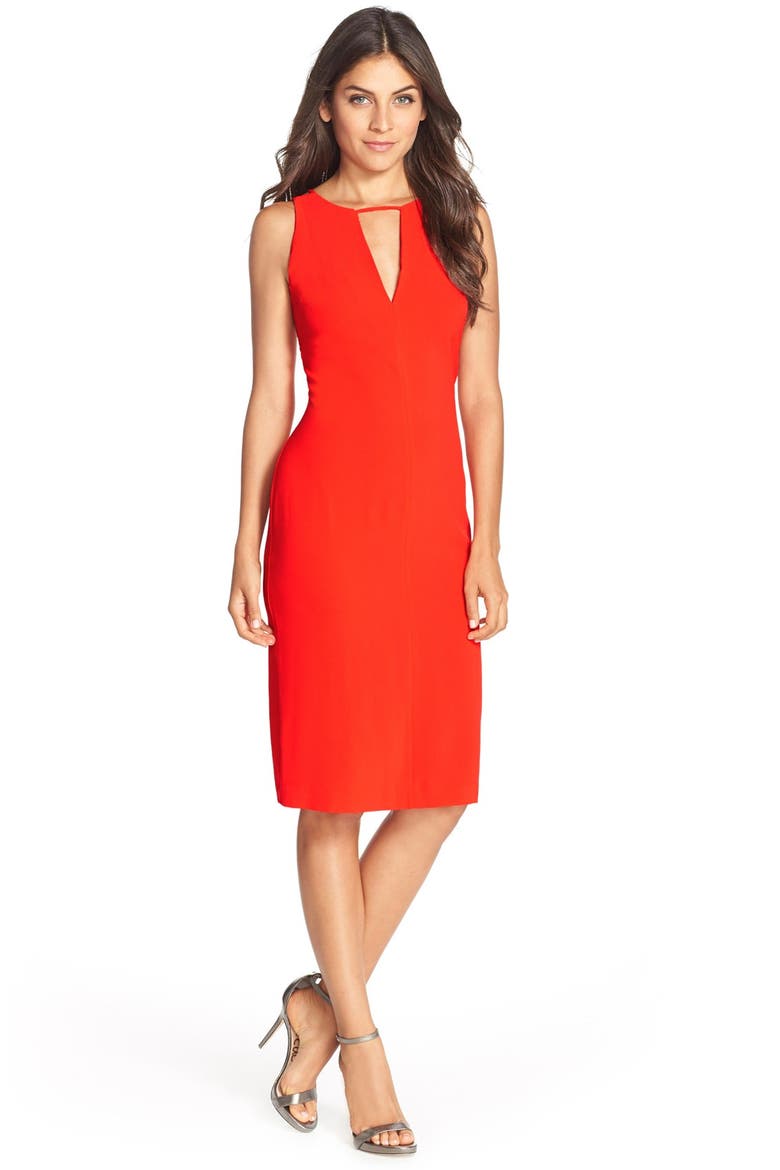 BB Dakota 'Laine' Keyhole Woven Sheath Dress, Main, color, BLAZE