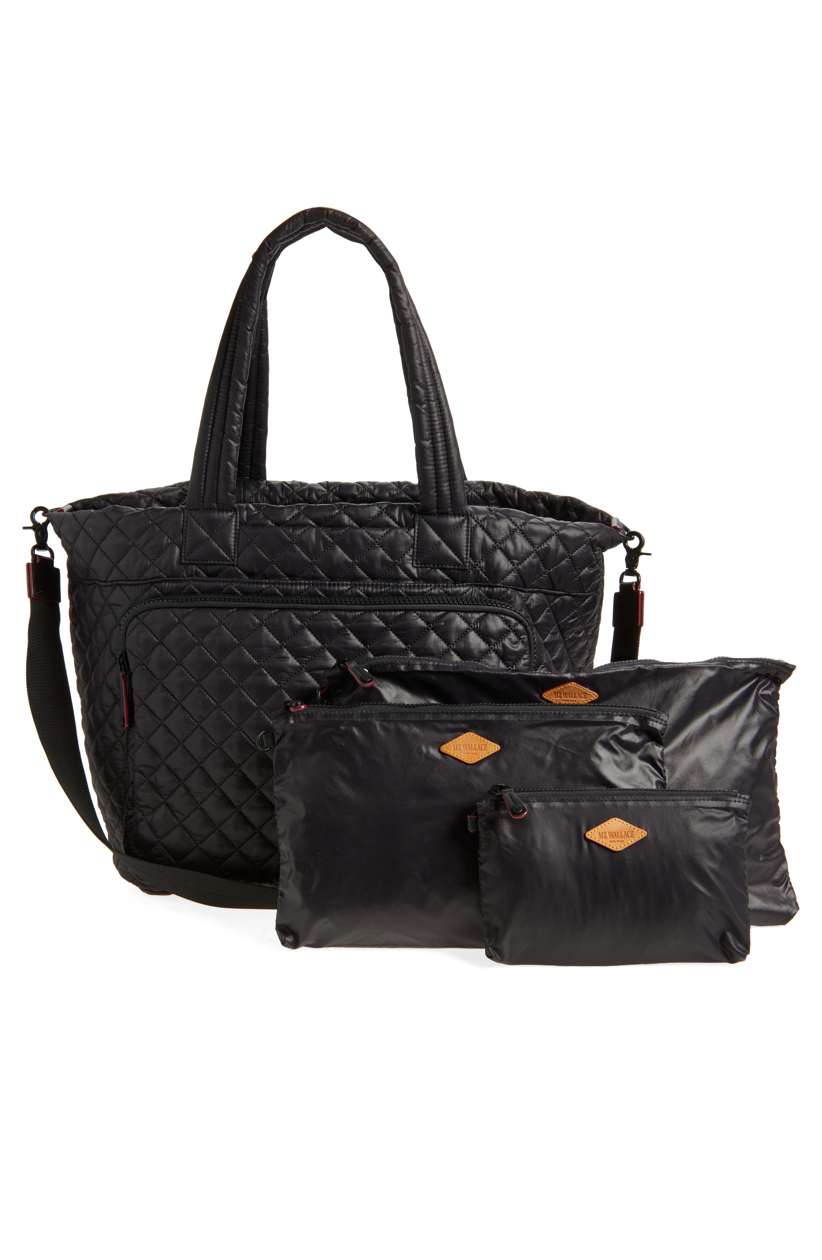 MZ Wallace Large Metro Quilted Nylon Travel Tote, Alternate, color, Black