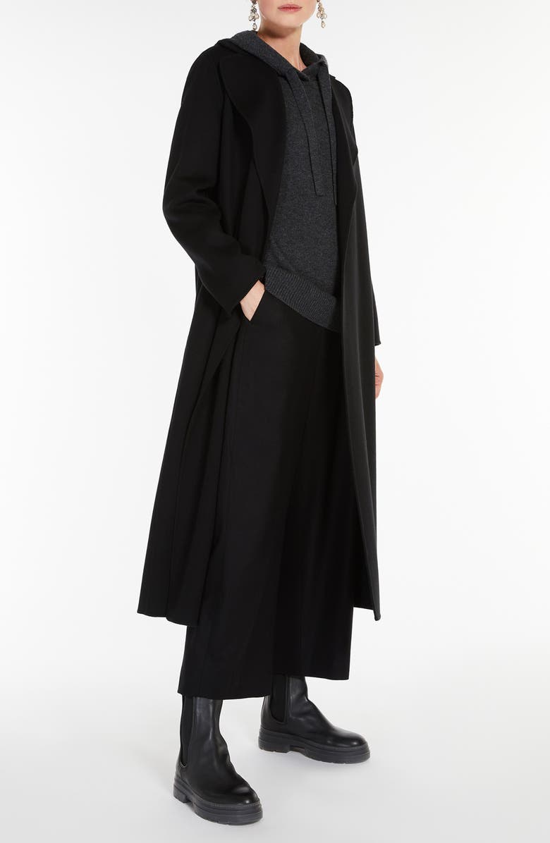 Max Mara Poldo Wool Belted Coat, Alternate, color, Black