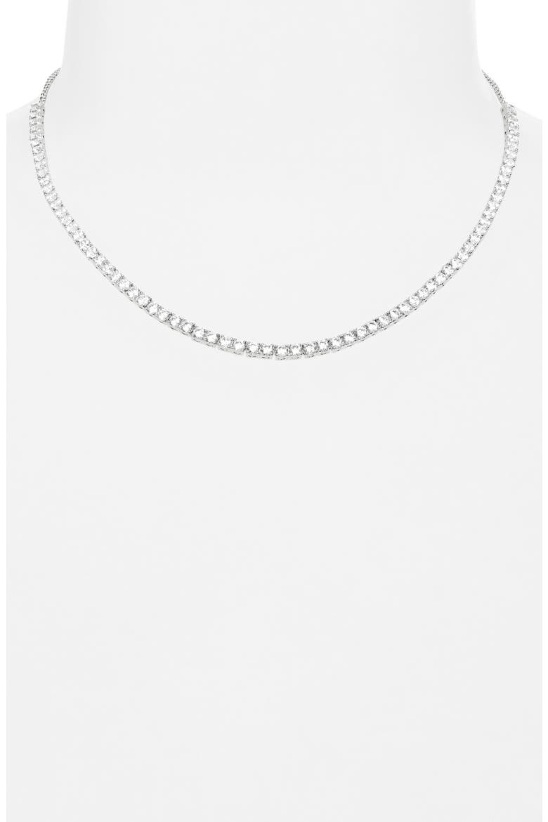 Cubic Zirconia Frontal Tennis Necklace, Alternate, color, RHODIUM