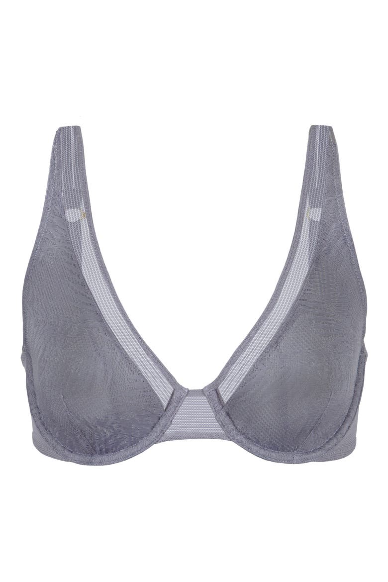 The Smooth Lace Plunge Bra, Alternate, color, SMOKE