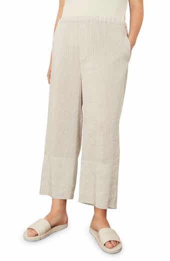 Vince Stripe Linen Blend Crop Pull-On Pants