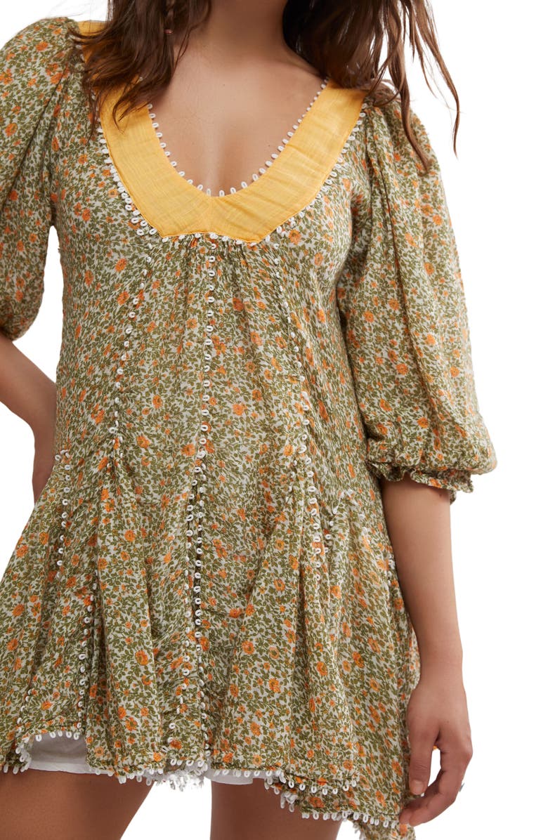 Free People Bali Coral Cotton Blend Minidress, Alternate, color, Whisper White Combo